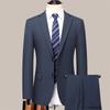 Outono e Inverno Faux Lã Split Terno Terno Vestido de Negócios Terno Masculino Estilo Coreano Terno de Casamento Profissional Homens Ocidentais