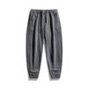 Invierno Nuevo Pantalón Casual Juvenil Forrado de Felpa para Hombre Pantalón Holgado de Figura Amplia Herramientas Japonesas
