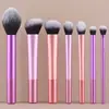 Conjunto de Pincéis de Maquiagem Portátil Arco-Íris de Novo Modelo Transfronteiriço com 8 Peças Feito em Henan, Incluindo Pincéis para Pó Solto, Blush e Sombras