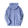 Chaqueta Azul con Capucha de Lana de Cordero Sintética con Estampado de Letras Transfronterizo para Hombre, Sudadera Casual de Invierno Holgada Estilo Pareja