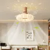 Lámpara de ventilador invisible de calabaza, Lámpara de ventilador vintage, Estilo crema Retro Lámpara de ventilador de techo con protección ocular para comedor y dormitorio, Iluminación Zhongshan