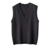 Colete Tricotado Gola V Novo Outono e Inverno Feminino Peça de Roupa Externa Primavera e Outono Camisa Dobrada Solta Colete Suéter Estilo College