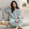 Frete Grátis, Estoque Pronto, Novo Conjunto de Pijama Feminino Primavera/Verão com Top de Manga Curta Acolchoado e Calça Longa