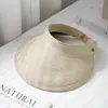 Sombrero de Sol con Parte Superior Vacía Tejido de Paja para Mujer, Verano, Plegable, para la Playa, Pequeño, Fresco, con Banda Ajustable para la Cabeza, Sombrero de Paja