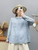 Otoño 2026 Nuevo Top Holgado de Talla Grande para Mujer Cardigan de Gasa de Doble Capa Bordado para Mujer Camisa de Manga Larga Camisa Base