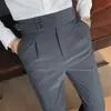Pantalones Británicos Ajustados para Hombre Primavera y Otoño Estilo Coreano Pantalones de Pierna Pequeña Pantalones Casuales de Negocios Pantalones Largos Versátiles 2024