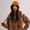 Gorro de Punto de Color Sólido Holgado para Mujer en Invierno, Moderno y a la Moda, Hace que la Cara Parezca Más Pequeña, Cálido y Protector de Orejas, Sombrero de Lana