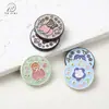 25mm Liga Redonda Dupla Face Flor Gota de Óleo Furo Reto Contas Acessórios DIY Contas para Corrente de Celular Acessórios de Joias DIY