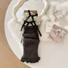 Calcetines de Punto hasta la Rodilla Dulce de Primavera y Otoño para Niña con Lazo Lolita Grises Calcetines JK de Media Pantorrilla