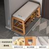 Taburete de madera maciza para cambiar zapatos, pequeño y estrecho, para el hogar, con asiento y cojín suave integrado, para puerta de prueba, taburete para zapatos