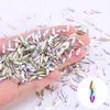 Pedras de strass AB iridescentes de formato completo com base plana para nail art, pedras de strass para unhas brancas translúcidas, acessórios decorativos para unhas postiças, atacado