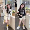 Conjunto de Verano para Niñas 2026 Nuevo Estilo para Niños Mayores, Conjunto de Dos Piezas de Pantalones Cortos de Moda Estilo Coreano Holgados para Trabajar