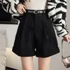 Pantalones cortos de pana de pierna ancha con puño, color café, temperamento retro, para mujer, otoño/invierno, petite, adelgazantes, para salir, pantalones de pierna recta bootcut