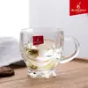 Tazas de Té de Flores Gruesas Resistentes al Calor para Exportación, Tazas de Té para el Hogar, Vasos para Cerveza, Tazas de Café, Vasos de Vidrio con Asas, Venta al por Mayor