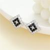 Brincos de zircônia elegantes de alta qualidade com agulha de prata S925, brincos geométricos de luxo retrô leves para mulheres, brincos de inverno da moda para todos os gostos