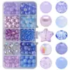 Contas redondas de doce 8MM de importação em caixa de 10 compartimentos, contas de vidro coloridas em blocos, acessórios para joias DIY, materiais para colares e pulseiras