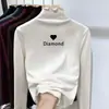 Ropa interior de felpa para niñas Otoño Invierno Nuevo Estilo Cuello medio alto fruncido Elegante Cálido Top interior para niños medianos y grandes Manga larga
