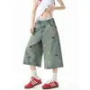 Pantalones vaqueros cortos divertidos estilo americano bordados con cachorros para hombre y mujer, nuevo diseño de verano 2026, shorts de pierna ancha rectos