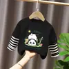 Camiseta de Manga Larga para Niños Ropa de Otoño Capa Base 2026 Nuevo Estilo Top de Retazos Rayado Atractivo Falso Dos Piezas Ropa para Niños