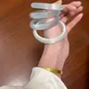 Ojo de Gato Piedra Ágata Natural Alta Transparencia de Hielo Lichi Chalcedony Congelada Pulsera Luz de Luna Blanca Azul Glaciar Violeta Polvo Dorado Champaña
