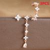 Ins Style Blue Zircon Brincos Cobre Banhado 18K Ouro Real Picareta Broca Flor Brincos Cross-border Estilo Coreano Terno Brincos