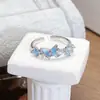 Anillo Abierto Estilo Primavera y Verano Verde Menta Fresco Esmalte Gota de Aceite Mariposa, Anillo Único de Nicho Lujo Ligero Sensación de Alta Gama