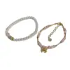 Pulsera de Perlas con Lazo, Pulsera de Cristal Rosa de Lujo Ligero y de Gama Alta, Pulseras Apilables de Cuentas, Cuentas de Transferencia de Nicho para Niñas