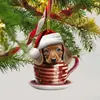 Decoración de perro taza dulce transfronteriza colgante decoración interior colgante divertida acrílico colgante decoraciones de Navidad