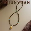 Retro Exquisito Versátil Piedra Ojo de Tigre Circonita Microincrustada Accesorios de Collar de Calabaza Cadena de Clavícula de Lujo Accesible de Nicho de Gama Alta para Mujer