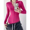 Mono ajustado elástico puro de chica sexy con cremallera de manga larga para adelgazar para mujer, diseño nuevo de verano y otoño, camisa básica ajustada a la cintura