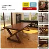 Mesa de comedor estilo mediados de siglo, madera maciza, diseñada para eliminar la necesidad de una sala de estar separada, una mesa larga grande e integrada que también puede servir como escritorio o banco de trabajo, un nuevo modelo para uso doméstico