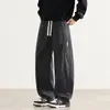 Calças largas estilo retrô americano para homens, marca da moda, nova moda de outono, calças compridas casuais versáteis com cordão e caimento para homens