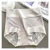 4020 Nylon Seda de Hielo Sin Costuras Cintura Alta Verano para Mujer Entrepierna de Algodón Delgado Transpirable Calzones Sencillos para Niñas