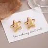 Pendientes Metálicos de Moda Creativa Estilo Ins Calados Corazón Estéreo Forma Geométrica Pétalos Estrella de Cinco Puntas Pendientes de Estilo Simple para Mujer