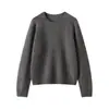 Suéter Clásico de Hombro Caído Otoño Invierno Suéter de Cachemira Engrosado para Mujer Cuello Redondo Tejido de Lana Manga Raglán Top Holgado