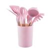 Conjunto de Utensílios de Cozinha de Silicone com 12 Peças e Cabos de Madeira, Balde de Armazenamento, Espátula, Colher, Ferramentas de Cozinha, Conjunto de Panelas Antiaderentes, Resistente a Altas Temperaturas