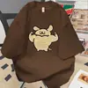 Camiseta de Manga Corta Deportiva Casual de Algodón Puro de 190g con Dibujos Animados Musculosos, Corte Holgado de Verano, Top de Media Manga para Pareja para Hombre