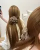 Diadema de Malla Rosa Súper Hada para Primavera y Verano para Mujer, Goma para Recoger el Cabello de Gama Alta, Accesorios para el Cabello de Cola Baja, Flor para el Cabello