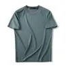 Tecido de alta qualidade! Fibra Regenerada de Seda de Amora! Camiseta Masculina de Verão Nova Cor Sólida Versátil para o Dia a Dia Manga Curta