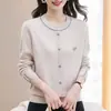 Suéter de Punto Nuevo Otoño e Invierno para Mujer Holgado Casual Suéter Jersey Abrigo Superior Versátil Elegante Capa Interior Capa Base