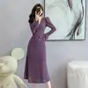 Vestido Sensual de Encaje 2026 Otoño Nuevo para Mujer Ajustado Sexy Falso Dos Piezas Cola de Pez en Blanco, Negro, Morado