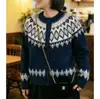Abrigo Suéter Retro Fair Isle para Mujer, Nuevo Diseño Otoño 2026, Cárdigan Corto de Punto Suave y Grueso