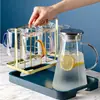 Vaso de Vidrio para el Hogar Tropical Taza de Té Hospitalidad Colorido Set de Vasos con Mango de 6 Colores Transparente para el Hogar