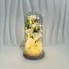 Cúpula de Vidro com Flor Eterna Rosa Simulada com Luz LED Ornamentos de Flor de Sabão para o Festival Qixi, Dia dos Namorados, Presente de Aniversário, Transfronteiriço