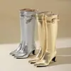 Botas Altas de Puntiagudas para Otoño/Invierno Tallas 34-46 con Suela de Goma, Antideslizantes, Cierre de Cremallera Trasera, Botas Versátiles de Talla Grande para Mujer, Botas Martin Transfronterizas para Mujer