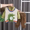 2024 Nova Roupa de Primavera para Meninos Moda Suéter Cardigan Cartoon Conjunto de Três Peças para Crianças Bonito Fabricante Original Atacado