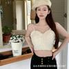 Nova tridimensional pétala beleza de volta camisola das mulheres all-match desgaste interno doce beleza suave de volta desgaste exterior curto top mulheres