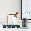 Juego de té de viaje de vidrio, taza exprés portátil, una tetera, cuatro tazas, juego de bolsa portátil, taza de té Kung Fu para exteriores, tetera