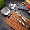 Espátula de acero inoxidable 304, cuchara sopera, juego de utensilios de cocina, espátula para freír, colador, cuchara de cocina para hotel, juego de cinco piezas
