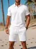 2025 Novo Conjunto Masculino de Verão Casual Esportivo Versátil Slim-Fit Manga Curta Moda Camisa Polo e Shorts Cruzamento de Fronteira